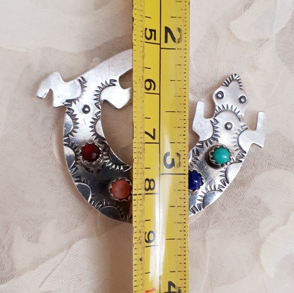 vintage sterling Navajo lizard pendant brooch - Picture 7 of 8